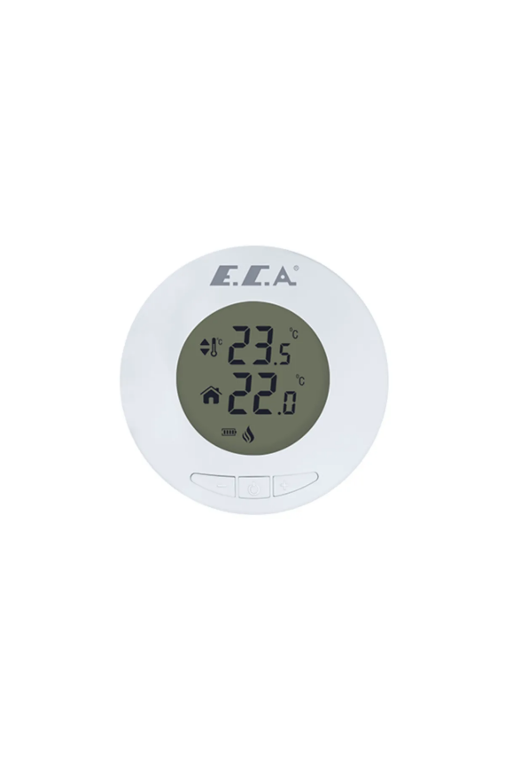 ECA Circle 100W Kablosuz Dijital Pilli On/Off Oda Termostatı | Hassas Isı Kontrolü - 1