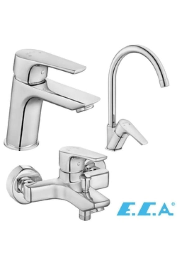 ECA Niobe 3'lü Set | Lavabo, Banyo ve Mutfak Eviyе Bataryası - 20 Yıl Garantili - 1